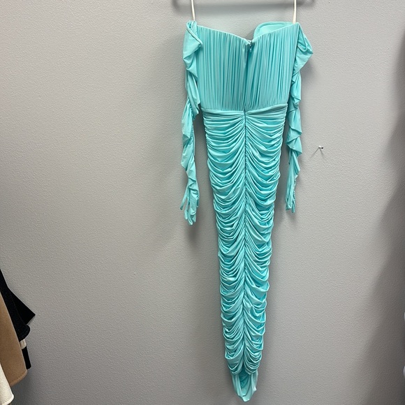 Prescott Gloved Ruched Mesh Midi Dress - Picture 7 of 9